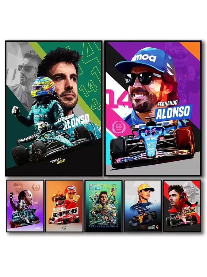 Pop Sports F1 Legend Racing Poster Schumacher Formel-1 Racer Helm Leinwanddruck Wandkunst - Bild 2