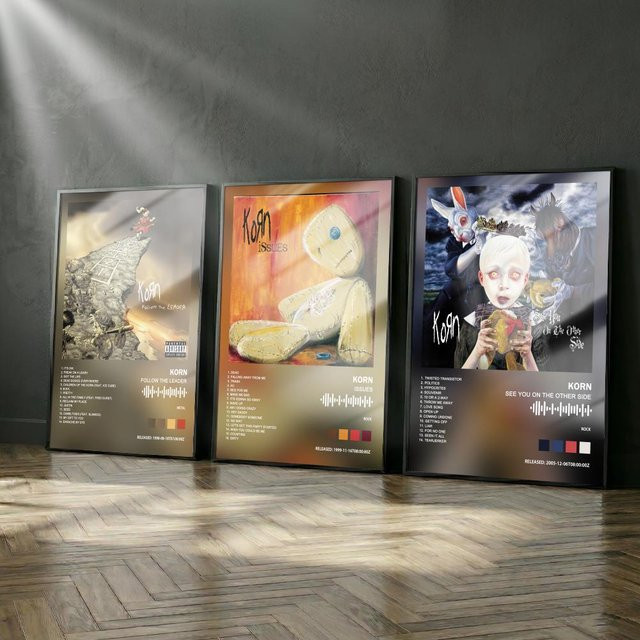 K-Korn Modernes Poster-Album-Set aus Leinwand mit abstraktem Wandkunstwerk in Weiss und Multicolour, B/H: 21,0 x 30,0 cm - Bild 1