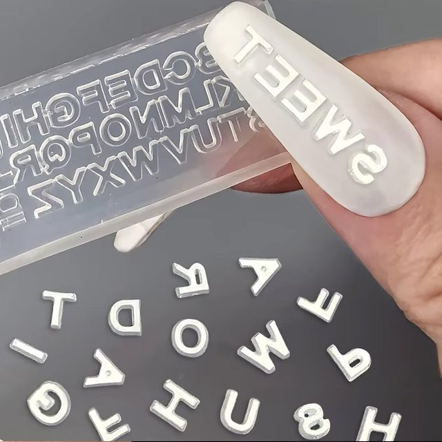 3D-Buchstaben-Nagelkunst-Silikonform, 26 Buchstaben, DIY-Nagelwerkzeug - Bild 1