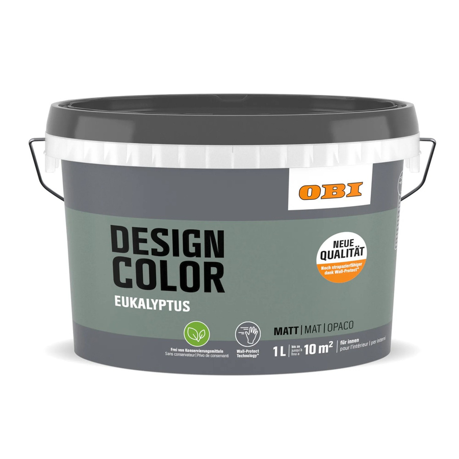 OBI Design Color 1 Wandfarbe Eukalyptus Grün Wasserbasierte Dispersionsfarbe für Mauerwerk - Bild 2