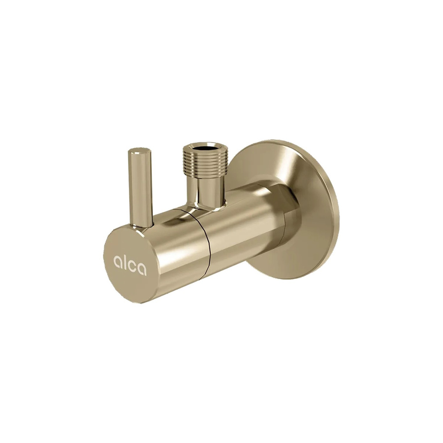 Alcadrain Eckventil mit Schmutzfilter 1/2 Zoll x 3/8 Zoll in Gold-Glanz - Bild 2