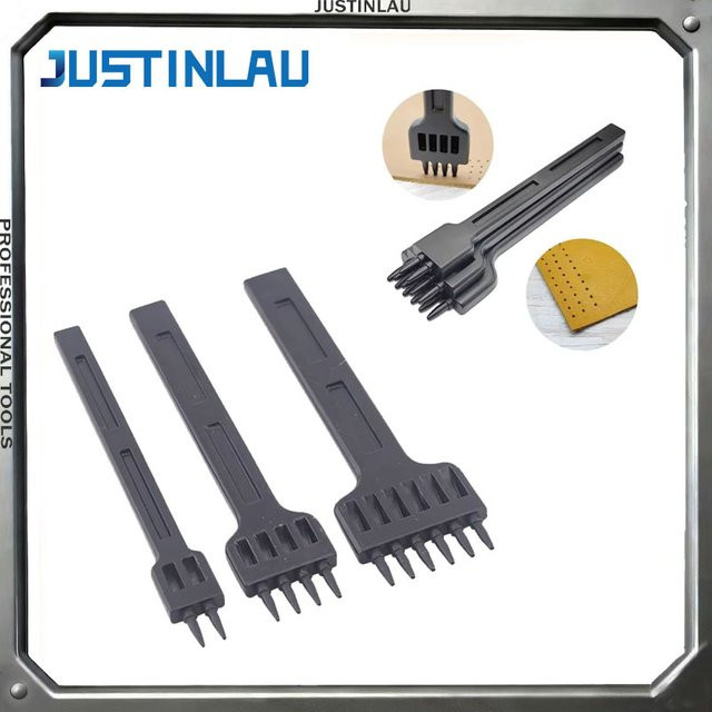 JUSTINLAU DIY-Lederwerkzeug Set aus legiertem Stahl mit 3 Stück 4 mm Rundstanzern für Lederarbeiten und Nähte - Bild 1