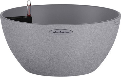 LECHUZA Pflanzgefäß Cubeto Tabletop in Naturstein-Optik, Steingrau, Durchmesser: 39,5 cm, Höhe: 18,3 cm - Bild 1