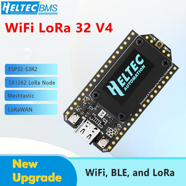 Heltec Automation WiFi LoRa 32 V4 ESP32S3 SX1262 BLE LoRa-Knoten in Schwarz, Meshtastic und LoRaWAN kompatibel - Bild 1