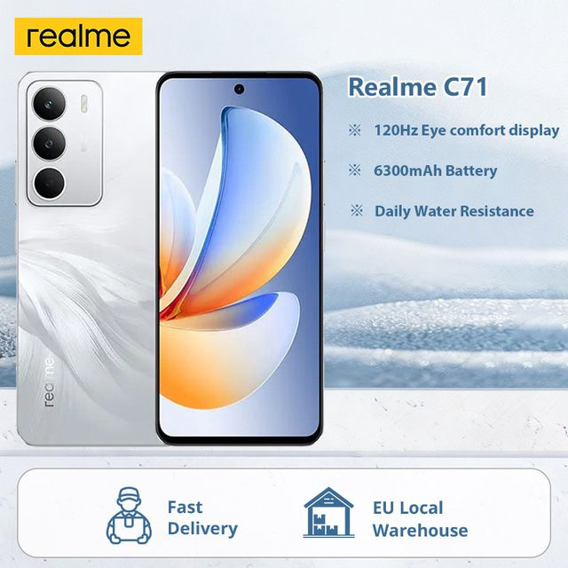 Realme C71 4G Smartphone mit 128GB oder 256GB Speicher, 6,67 Zoll 120Hz Eye Comfort Display, 6300mAh Akku und 50MP AI-Kamera in Weiß - Bild 1