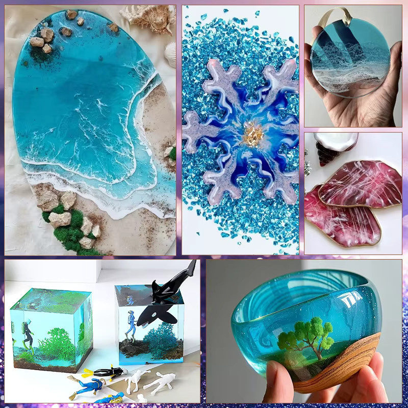 QIAO Epoxidharz-Set transparent, schnellhärtendes Gießharz mit 1:1 Mischverhältnis für Schmuck, Resin-Art und DIY-Projekte - Bild 6