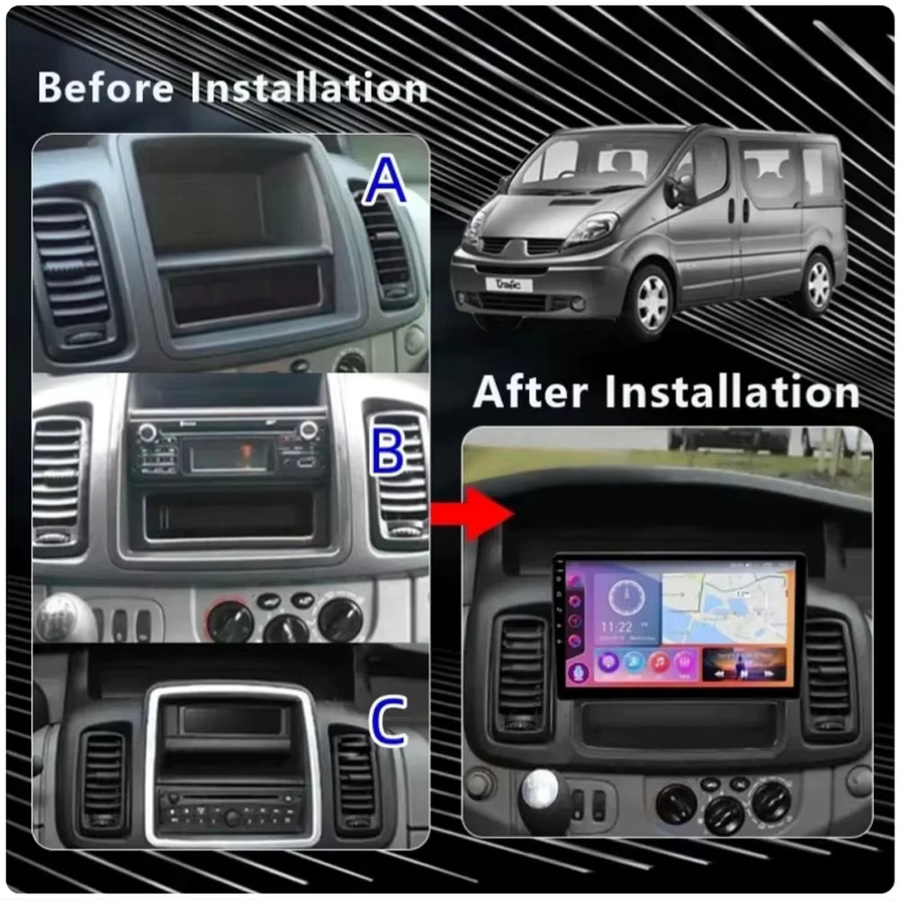FengShiDa Android 14 Multimedia Autoradio mit GPS und Video Player für Renault Trafic 2, Opel Vivaro und Nissan Primastar (2006-2014), Schwarz - Bild 4