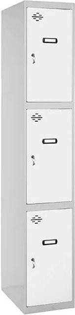 PROREGAL Spind AMEGO Schließfach Garderobe mit 3 Abteilen, Grau-Weiß, H x B x T: 180 x 30 x 50 cm - Bild 1