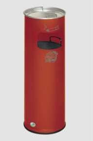 VAR Kombi-Ascher Abfallsammler rund für Innen und Außen mit Sieb und Kantenschutz, Rot, Volumen: 16 l, Durchmesser: 23 cm, Höhe: 66 cm - Bild 1
