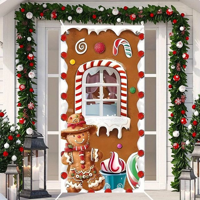VIKAMA Weihnachts Lebkuchenmann Türhänger Multicolor als Dekoration für deine Weihnachtsfeier - Bild 1