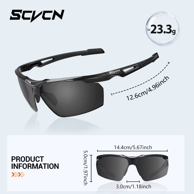 SCVCN Sonnenbrille, Vollrand, Schwarz, polarisiert - Bild 3