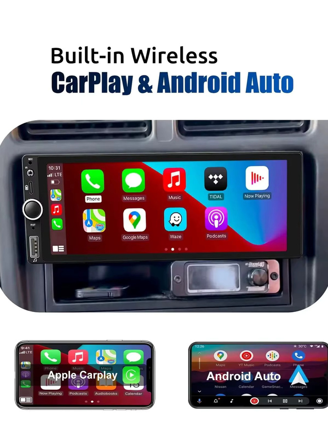 ESSGOO 1 DIN Autoradio mit 6,86 Zoll Touchscreen, Wireless CarPlay, Android, Bluetooth, GPS und USB Typ C in Schwarz - Bild 6