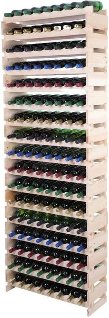 PROREGAL Weinregal VINOTECA FLEX aus massivem Kiefernholz, Natur unbehandelt, braun, H x B x T: 233 x 84 x 28 cm, Platz für 136 Flaschen auf 17 Ebenen - Bild 1