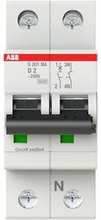 ABB S201-D2NA Leitungsschutzschalter 2A 230V grau 2CDS251103R0021 - Bild 1