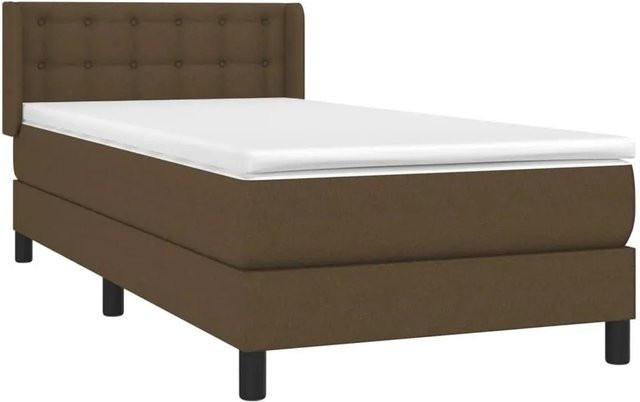 vidaXL Boxspringbett mit Matratze Dunkelbraun B/T/H: 90 x 200 cm Hybrid-Design mit Taschenfederkern - Bild 1