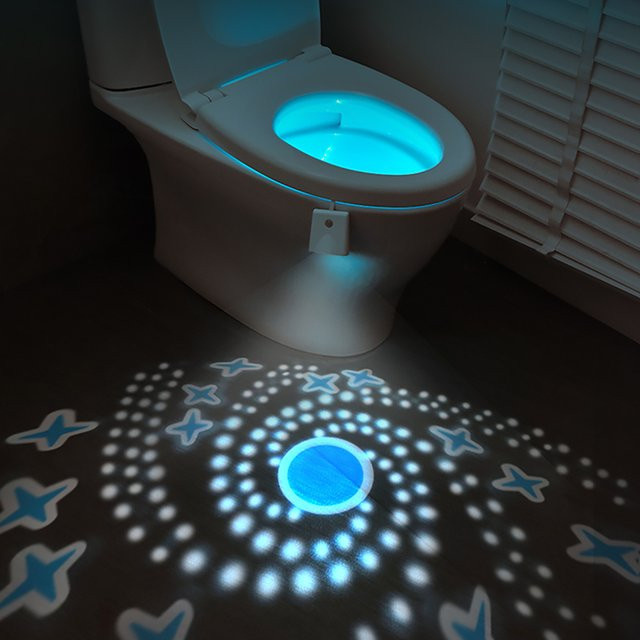 SHENZHITECH Bewegungssensor Toiletten-Nachtlicht in Weiß mit 8 RGB-Farbwechseln für das Badezimmer - Bild 1