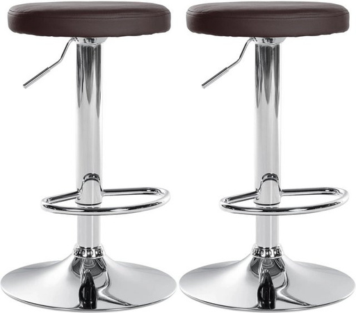 CLP 2er Set Barhocker Ponte aus braunem Kunstleder mit drehbarem Metallgestell in Chromoptik