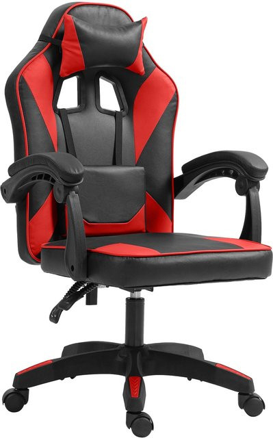 CLP Bürostuhl Orkney Ergonomischer Gamingstuhl aus Kunstleder mit Kopfstütze und Armlehnen in Schwarz - Bild 1