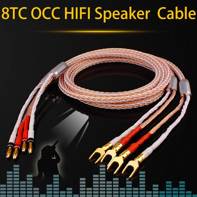 YYAUDIO High-End Lautsprecherkabel aus 7N OCC mit vergoldeten Bananensteckern in Gold - Bild 1