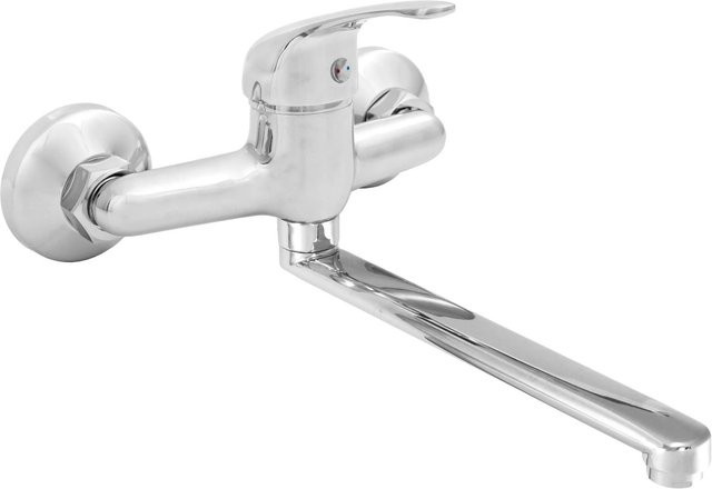 KOLMAN Küchenarmatur Küchenmischer mit L-Auslauf in Silber und Chrom-Finish - Bild 1