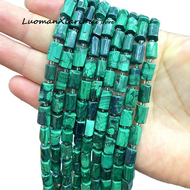 LUOMAN XIARI Distanzperlen Grüner Malachit, 8x12mm, Zylinder - Bild 1
