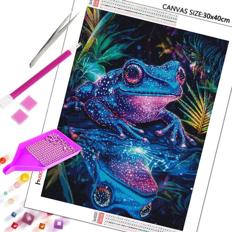 Huacan DIY Diamantmalerei Frosch Tier Landschaft Diamantmosaik Set in Mehrfarbig - Bild 2