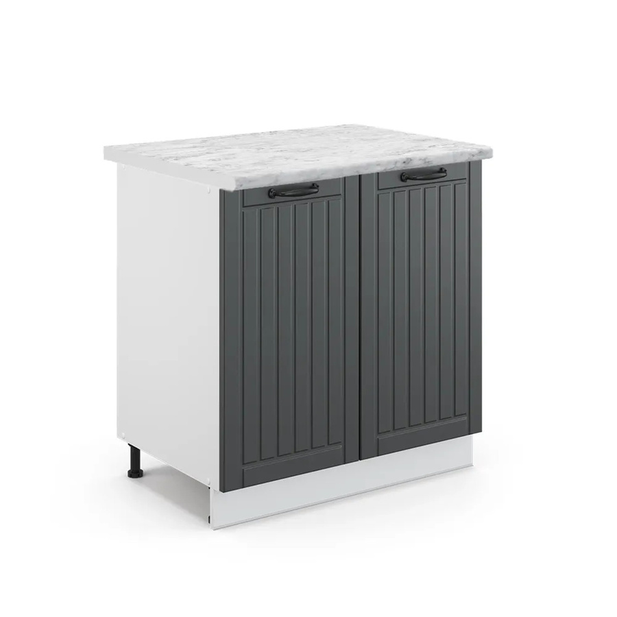 Vicco Spülenunterschrank Fame-Line in Anthrazit und Weiß im Landhausstil mit Regal, B/T/H: 80 x 60 x 82 cm - Bild 2