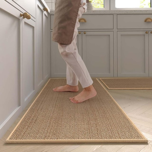 Waschbarer Küchenteppich in Sisal-Optik mit rutschfester Naturkautschuk-Rückseite, Farbe: Braun, B/T: 60 x 90 cm - Bild 1