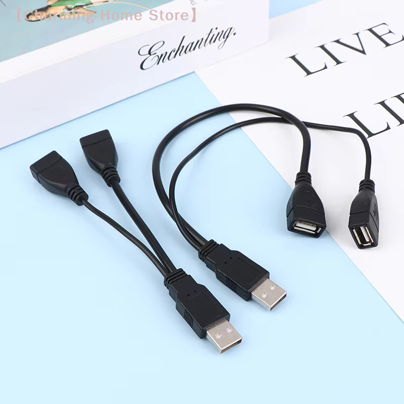 SHIDWJ USB 2.0 Splitter Adapter von 1 Stecker auf 2 Buchsen USB-A Datenkabel und Stromadapter in Schwarz - Bild 2