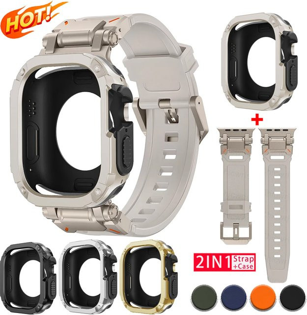 OAKCHARM Uhrenarmband und Schutzhülle, Silikon, beige, Unisex - Bild 1