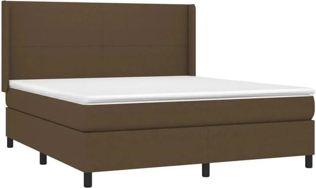 vidaXL Boxspringbett mit Matratze und LED-Unterbettbeleuchtung in Dunkelbraun, Hybrid-Bett mit USB-Ladeport und Taschenfederkern, B/T: 180 x 200 cm - Bild 1