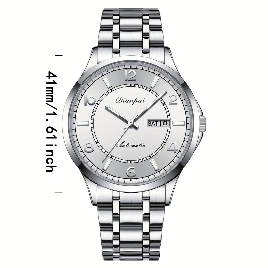 Dianpai Armbanduhr, Automatik, Edelstahl, Silber, Herren - Bild 2