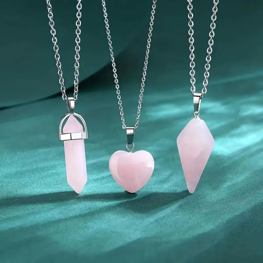 Schmuck-Set 3-teilig, Rosenquarz, Silber, Unisex - Bild 2