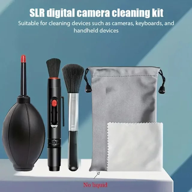 Kamera-Reinigungsset in Schwarz für DSLR und spiegellose Kameras inklusive Luftgebläse und Mikrofasertuch für Canon, Nikon sowie zur Reinigung von Laptops und Tastaturen - Bild 1