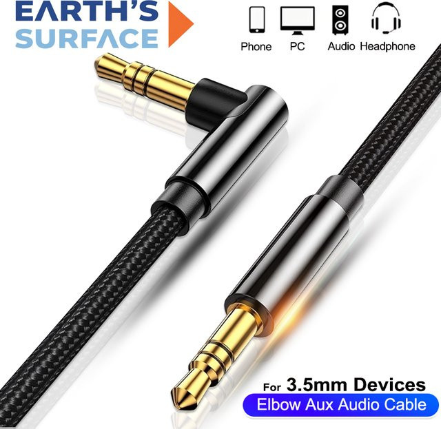 OUIO AUX-Audiokabel mit 3,5 mm Klinkenstecker und 90-Grad-Winkel in Schwarz - Bild 1