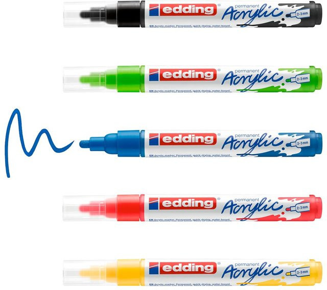 edding 5100 Acrylic Acrylmarker Basic 5er-Set Multicolor - Bild 1