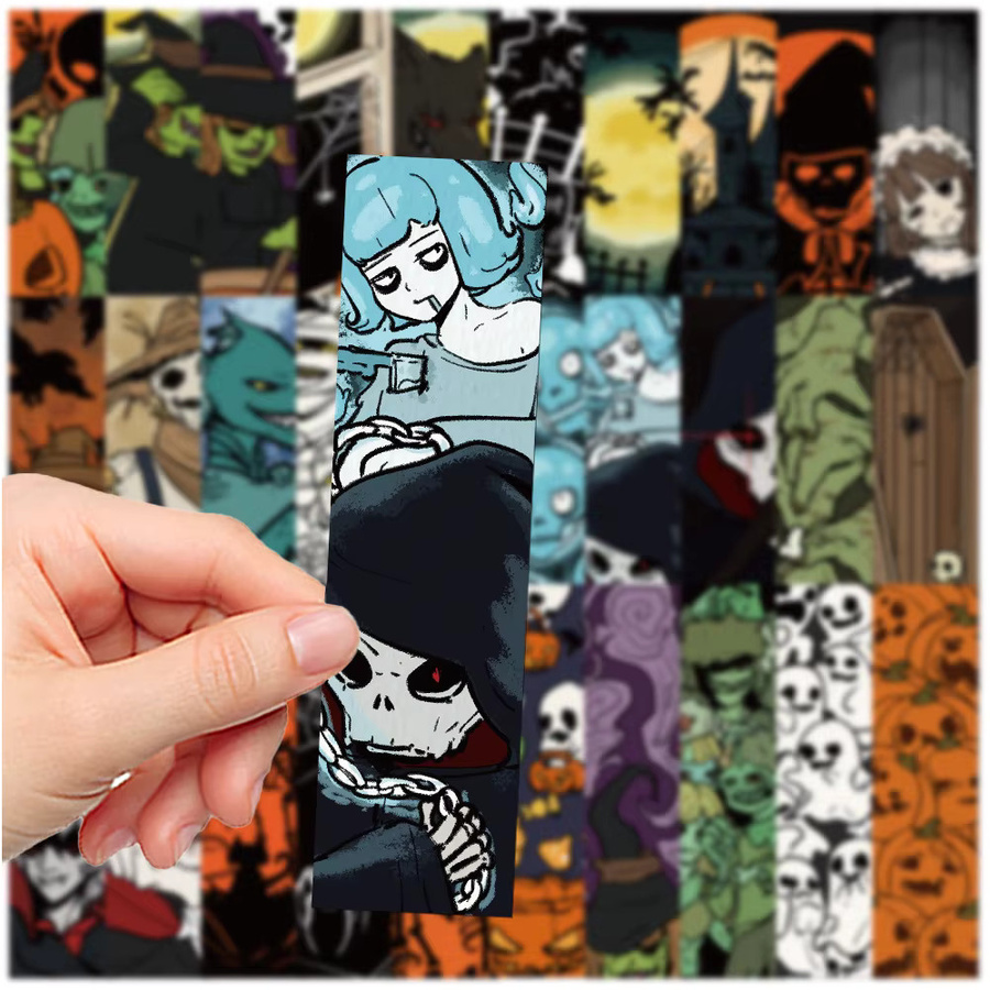 30 Stück Halloween Lesezeichen mit Grusel-Motiven wie Schädel und Kürbisköpfen in Multicolour - Bild 4