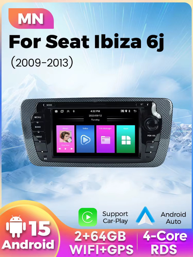 NAVIFANS 7-Zoll Wireless CarPlay und Android Auto Autoradio mit GPS-Navigation und Bluetooth für Seat Ibiza 6J 2009-2013 in Schwarz - Bild 5