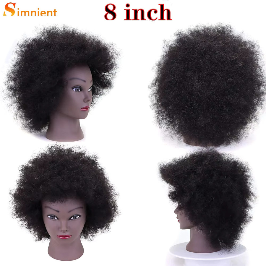 Simnient Afro-Mannequin-Köpfe mit Echthaar, Friseur-Übungsköpfe mit Stativ - Bild 3