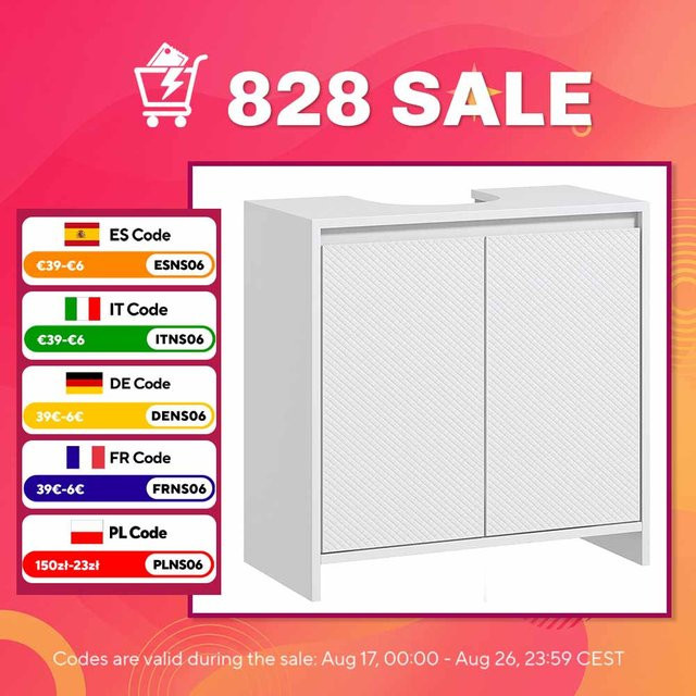 Homcom Unterschrank mit Anti-Kipp-Funktion und Regalböden, Weiß, B/T/H: 60 x 30 x 60 cm - Bild 1