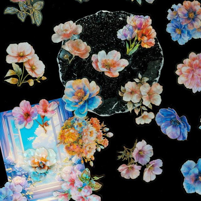 YIIMANNER Blumen Aufkleber Set für Junk Journal und Laptops, 30 Stück, Mehrfarbig - Bild 1