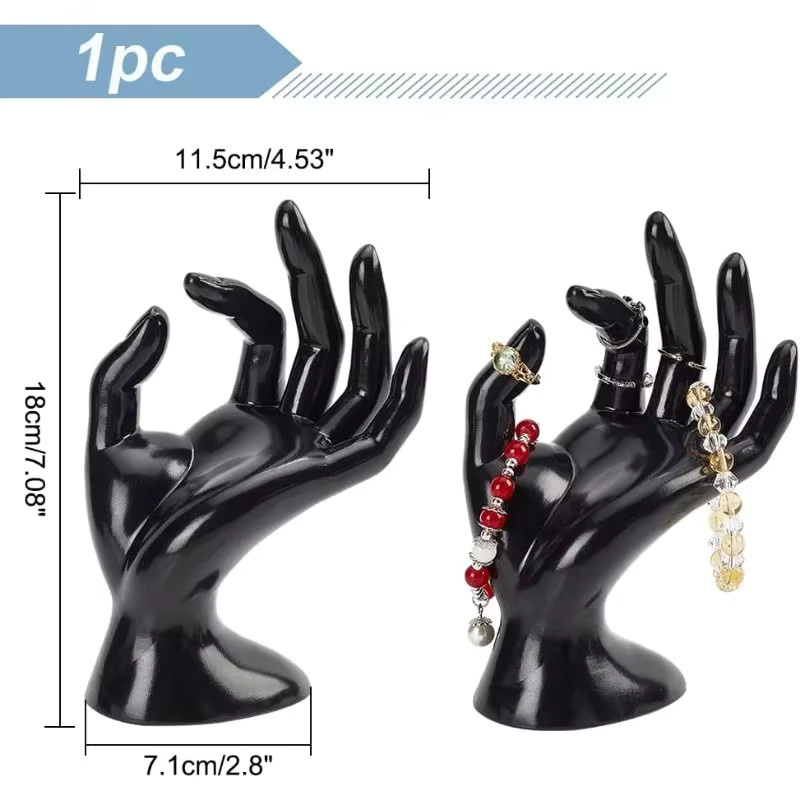 OK Gesture Ring Handhalter Schwarz als Schmuckständer und Uhrenständer aus Kunststoff für Ringe, Armbänder und Uhren zur Präsentation und als Foto-Requisite - Bild 2