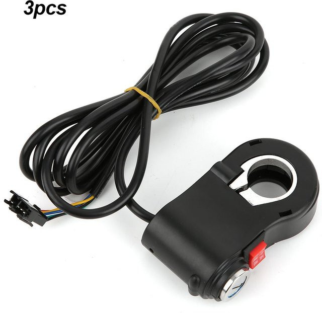 Igeteck 3er-Set Lenkerschalter mit Ein-Aus-Taste und 3 Geschwindigkeitsstufen inklusive Sperre für Elektrofahrräder, Schwarz - Bild 1