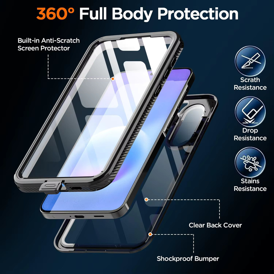 Huikai Wasserdichte Schutzhülle für Samsung Galaxy A57 5G A37 A56 A36, IP68 stoßfest und staubdicht, Farbe: Schwarz - Bild 3