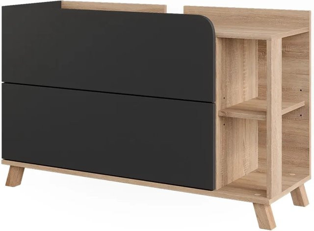 Vicco Waschbeckenunterschrank Karen in Sonoma/Anthrazit mit 2 Türen und Schubladen, B/T/H: 100 x 65 x 35 cm - Bild 1