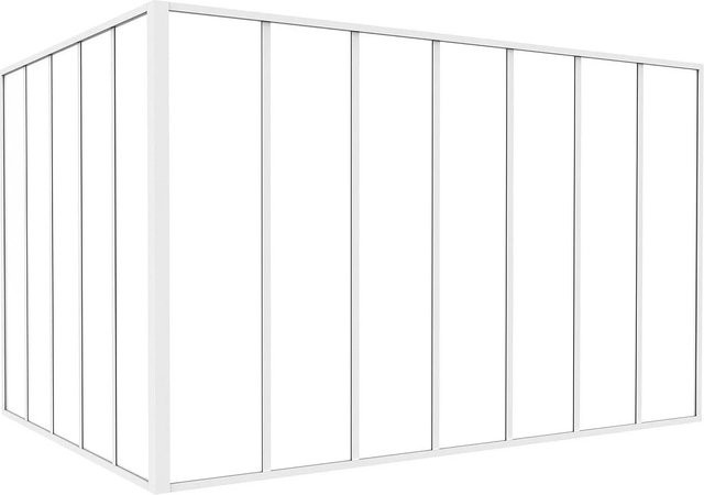Vente-unique Glaswand Bayview Weiß aus Aluminium und Glas, Breite: 210 cm, Höhe: 150 cm, Tiefe: 130 cm - Bild 1