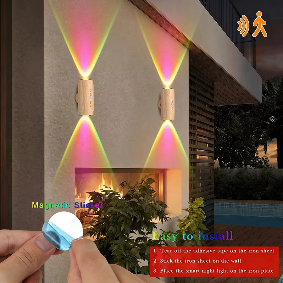 Wiederaufladbare LED-Nachtlichter mit Bewegungssensor und RGB-Farbverlauf, dimmbare Wandbeleuchtung in moderner Zylinderform für die Innenbeleuchtung - Bild 2