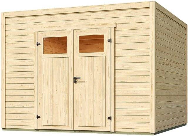 Weka Gartenhaus Batu 3 mit Flachdach aus nordischer Fichte in Natur, B/T: 300 x 300 cm - Bild 1