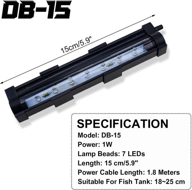 Wasserdichte LED-Aquariumleuchte DB-15 RGB Mehrfarbig Schwarz - Bild 1