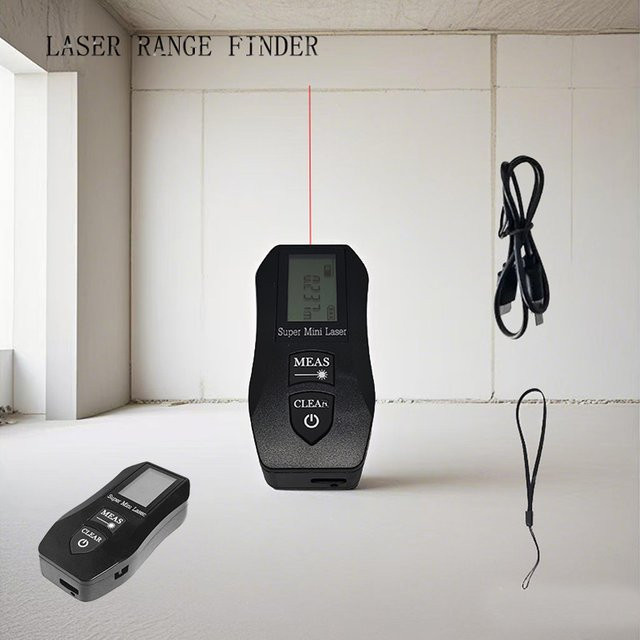 DIKELANG Tragbarer Mini-Laser-Entfernungsmesser in Schwarz mit 30 m Reichweite und USB-Aufladung - Bild 1